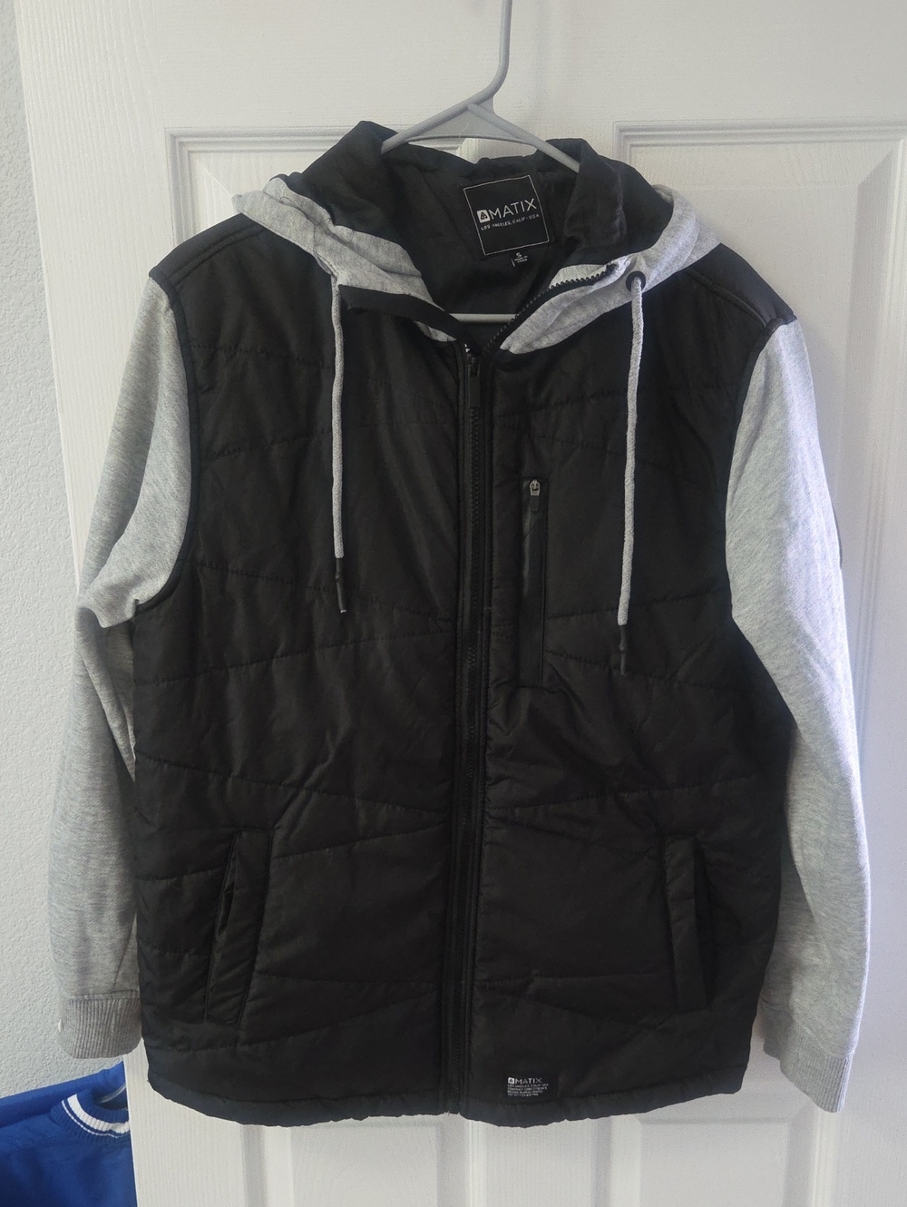 Matix Black Body Jacket with Gray Sleeves and Hood